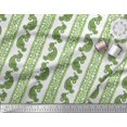 thumbnail image 3 of Soimoi Green polyester Crepe Fabric Stripe & Paisley Block Printed Fabric 1 Yard 42 Inch Wide, 3 of 3