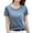 Blue, variant on Lixiuxyad Woman Tee Women's Striped Retro Top Korean Style Full Loose Round Neck Short Sleeve Design Sense Color Contrast T Shirt