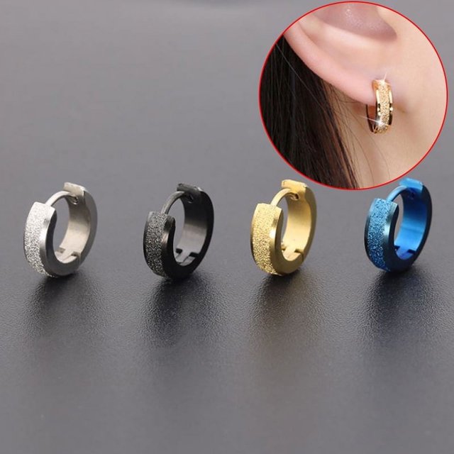 Fashion Men Stainless Steel Circle Dangle Stud Earrings Statement Jewelry Gifts