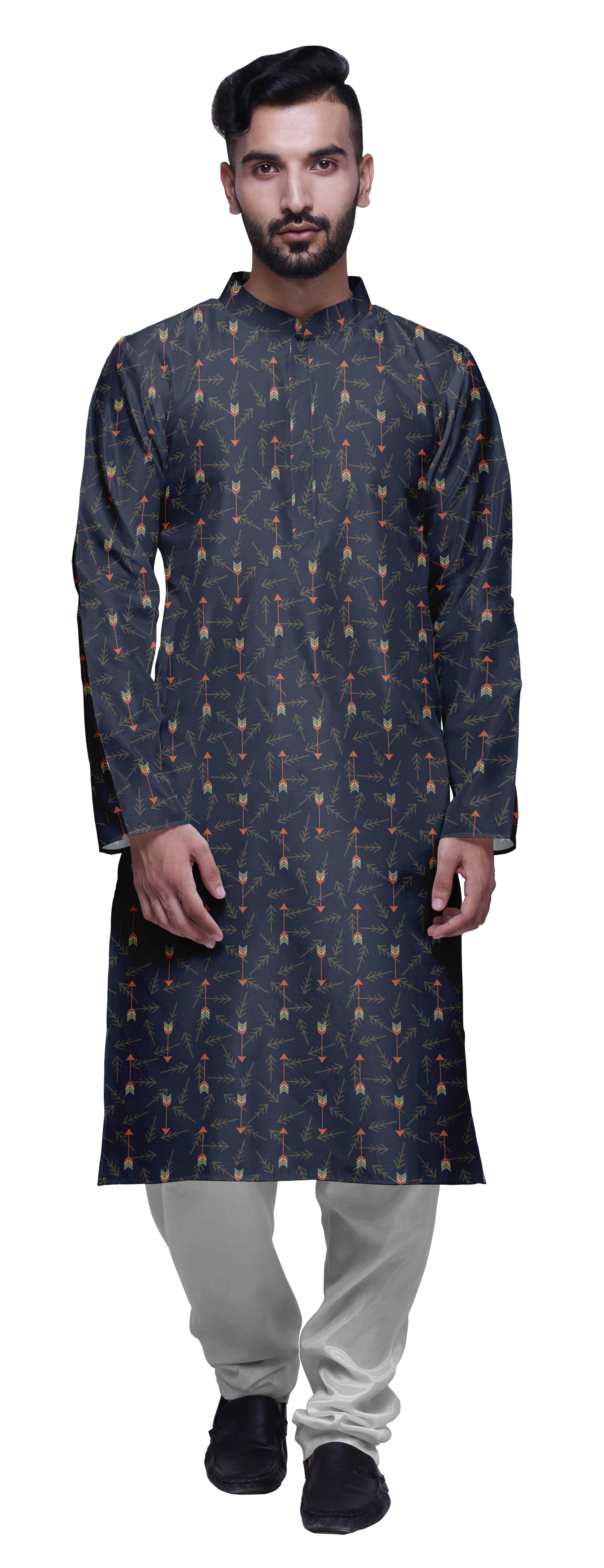 Atasi Designer Kurta Pajama For Men Printed Straight Kurta Set Summer Clothing