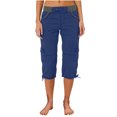 thumbnail image 1 of Timegard Womens Cargo Capri Pants Elastic Waisted Drawstring Cinch Bottom Hiking Crop Pants with Pockets, 1 of 6