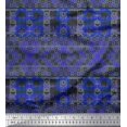 thumbnail image 1 of Soimoi Poly Georgette Fabric Check & Damask Ethnic Fabric Prints By Yard 52 Inch Wide, 1 of 3