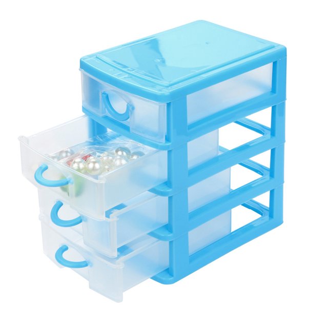 RXIRUCGD 13*9*18cm Mini Organizer Box Storage Container Case with 5 Clear Desktop Drawer Units,Blue
