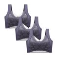 thumbnail image 2 of Timegard 3pc Plus Size Bras for Women No Underwire Lace Full Coverage Mesh Breathable Comfort Seamless Bra, 2 of 3