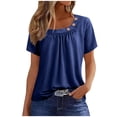 thumbnail image 2 of asjyhkr T-Shirts d'Été pour Femmes Col Rond Manches Courtes Légers T-Shirts Décontractés Mode Confortables Basiques, 2 of 6