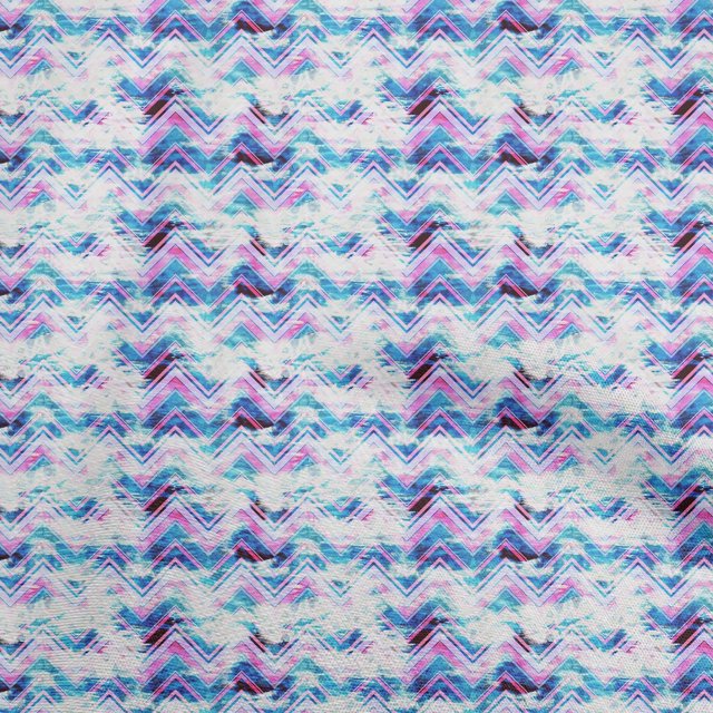 oneOone Cotton Flex Blue2 Fabric Abstract Zigzag Sewing Craft Projects Fabric Prints By Yard 40 Inch Wide