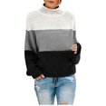 thumbnail image 2 of Fartey Women's 2025 Turtleneck Sweaters Oversized Chunky Knitted Pullover Sweater Fall Winter Color Block Long Sleeve Sweaters, 2 of 6