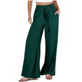 thumbnail image 2 of FNFYFH Clearance Women's Plus Size Linen Pants Elastic Waist Solid Color, 2 of 5