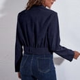 thumbnail image 4 of Qertyioot Blazer Décontracté de Bureau pour Femme et Haut d'Hiver pour Femme en Coton et Lin Imprimé à Col Rond à Manches Courtes, 4 of 4