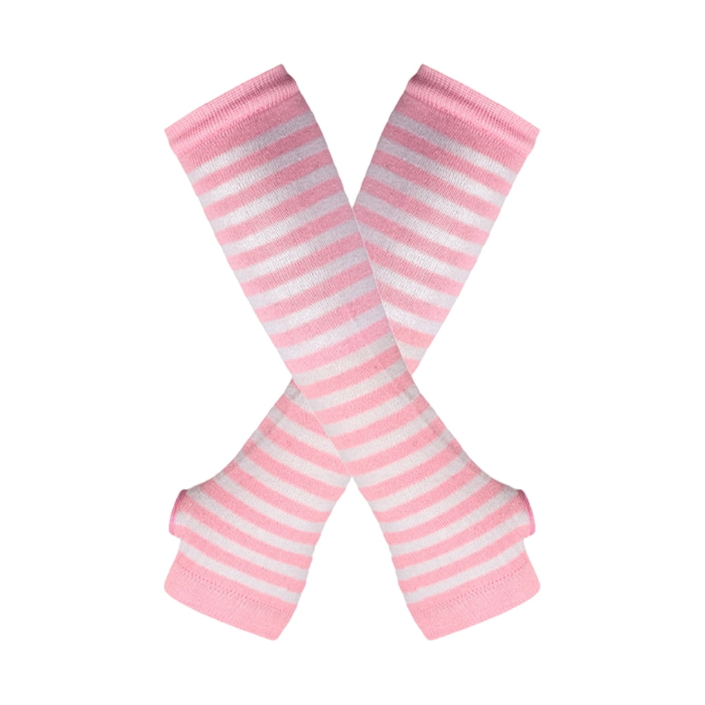 Unatoiry Thick Thighs Long Socks With Long Gloves Set Made With Polyester Comfortable To Wear Easy To Match Wide Application pink and white 1Set