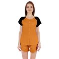 thumbnail image 1 of Inkmeso Solid 2 Pc Nightwear Set For Women Raglan Sleeves Button-Down Top & Shorts Sleepwear-33, 1 of 7