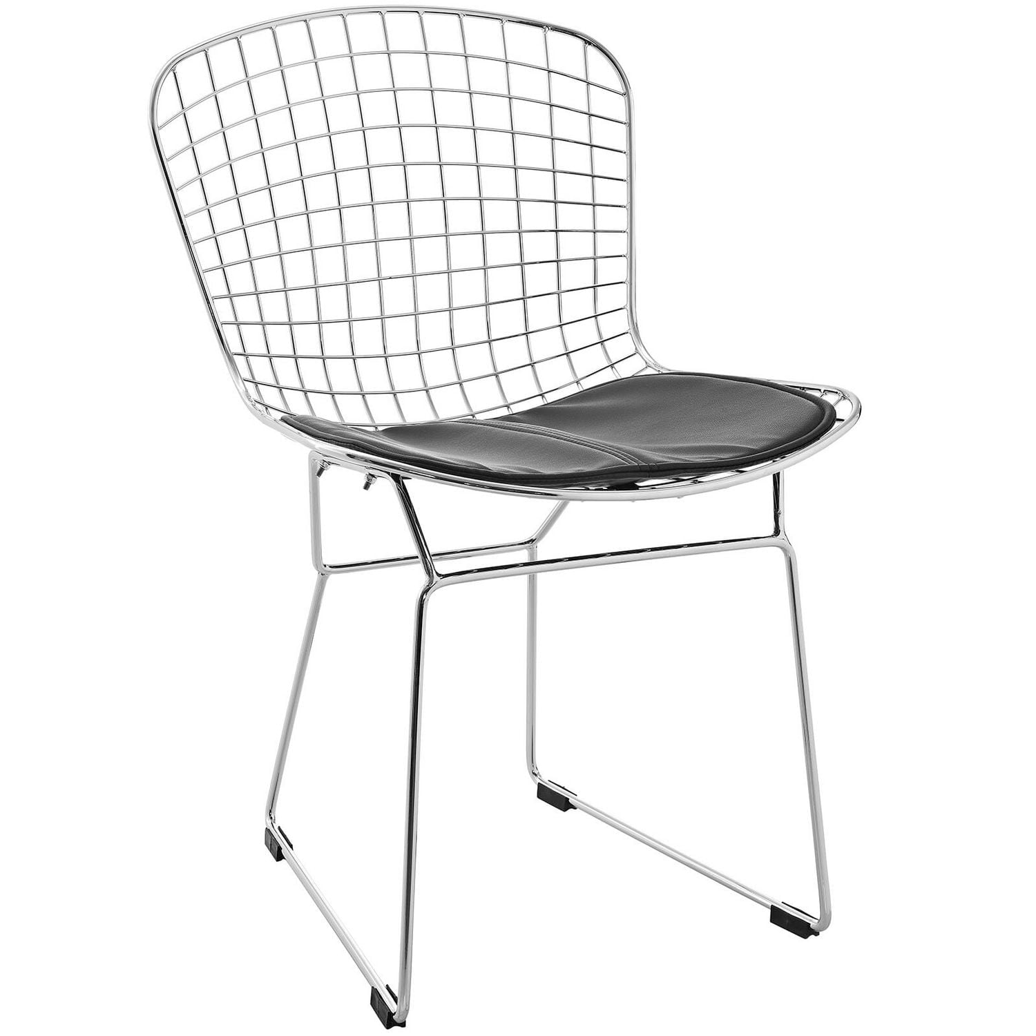 Chaise de salle à manger tissée métallique Take Me Home – Lot de 4 avec coussin noir et cadre chromé, design tissé élégant pour les salles à manger modernes et les espaces contemporains, durable