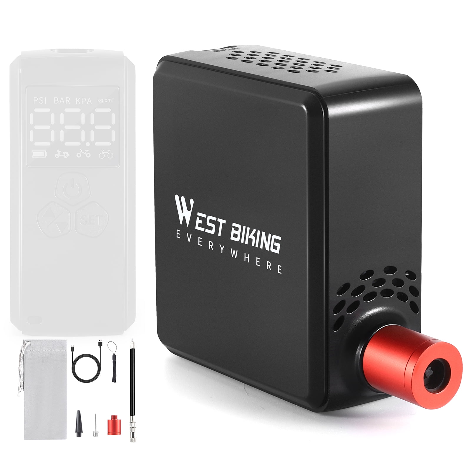 Portable Electric Bike Tire Pump Portable High Pressure Bike Tire Inflator USB Rechargeable Digital Display