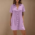 thumbnail image 4 of Pisexur Robes Femmes Belle Robe d'Été pour Femmes Décontractée Sans Manches à Col Rond à Lacets Robe Plissée Violet,G, 4 of 9