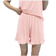 thumbnail image 2 of Timegard Womens Pjs Shorts Ruffle Elastic Waist Loose Soft Loungewear Solid Color Pajamas Shorts Summer, 2 of 4