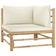 thumbnail image 2 of vidaXL 3 Piece Garden Lounge Set with Cream White Cushions Bamboo, 2 of 5