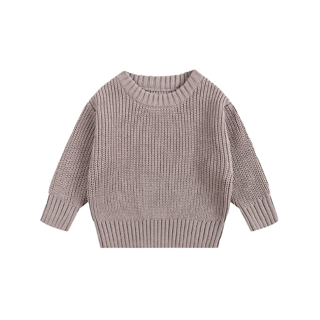 MIASHUI Chandails pour Tout-Petits Garçons Filles Col Rond Manches Longues Chandail Uni Tricoté, Kaki, 3-6 Mois