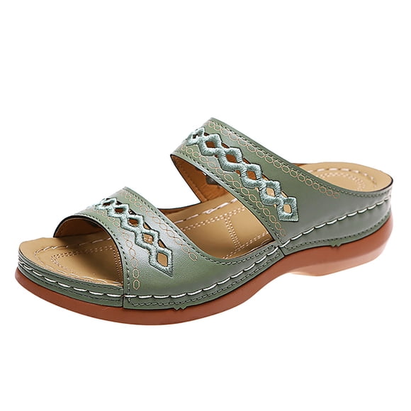 Women Summer Casual On Sandals for Women Wide Width Womens Sandals Open Toe Wedges Closed Toe Sandals Women Huarache Sandals Women Soft Sole Breathable Comfortable Wide Width Sandals for