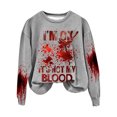 thumbnail image 1 of Rbaofujie Chandails pour Femmes Halloween Mode Chandail Décontracté pour Femmes à Manches Longues à Col Rond Imprimé Chandail pour Dames Hauts Blouse Gris Chandails à Capuche Graphiques, 1 of 3