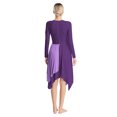 thumbnail image 4 of RUNQHUI Robe de Danse Liturgique de Louange pour Femmes à Blocs de Couleur Métalliques Dorés, Robe d'Église, Jupe de Culte, Violet G, 4 of 7
