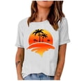 thumbnail image 2 of SMihono Hauts pour Femmes Été Chic Décontracté Mode Femme Imprimé Col Rond Manches Courtes T-Shirt Impression Blouse Ample Hauts T-Shirt Oversize pour Femmes, 2 of 4