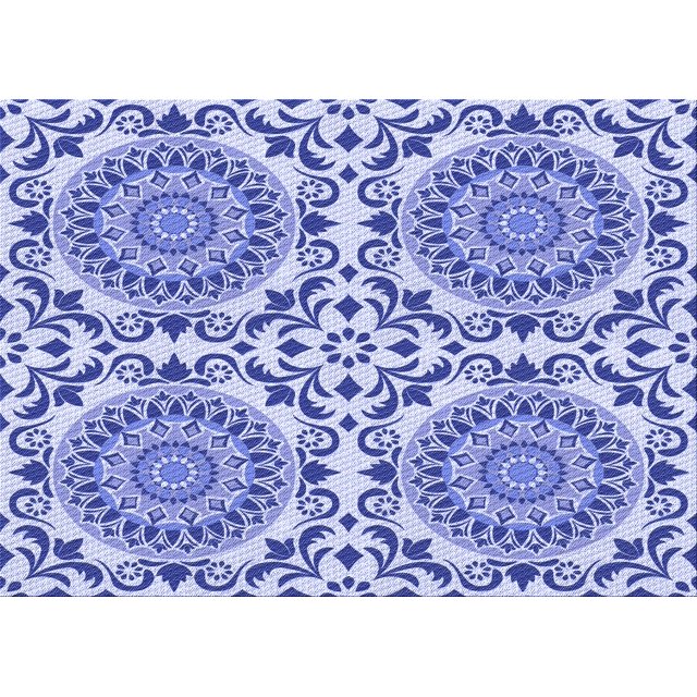 Ahgly Company Machine Washable Indoor Rectangle Transitional Ocean Blue Area Rugs, 6' x 9'