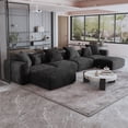 thumbnail image 4 of The Magic Home Canapé Sectionnel Modulaire Convertible en Velours Côtelé en Forme de U à 4 Places, Noir, 4 of 10