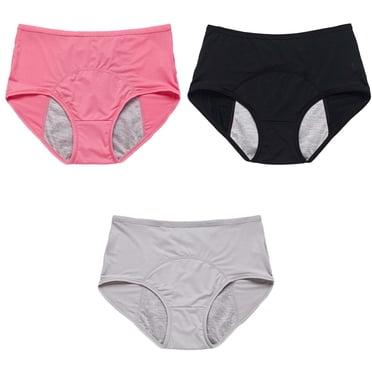 Liquidation! Hontri Culottes pour Femmes 3 Pcs sous-Vêtements pour Femmes Anti-Fuites en Coton Culottes Menstruelles de Nuit Taille Haute Anti-Fuites Protectrices Noir,3TG