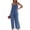 #045-Blue, variant on Ailaofu Women's Summer Denim Jumpsuit, Fashionable Spaghetti Strap Wide Leg Pants, Versatile Casual Romper