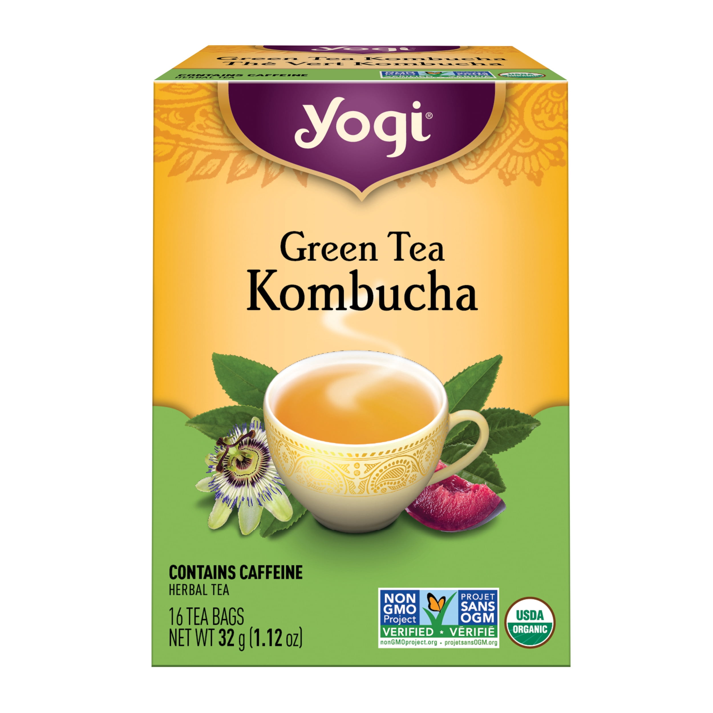 Yogi Green Tea Kombucha, Contains Caffeine Wellness Tea Bags