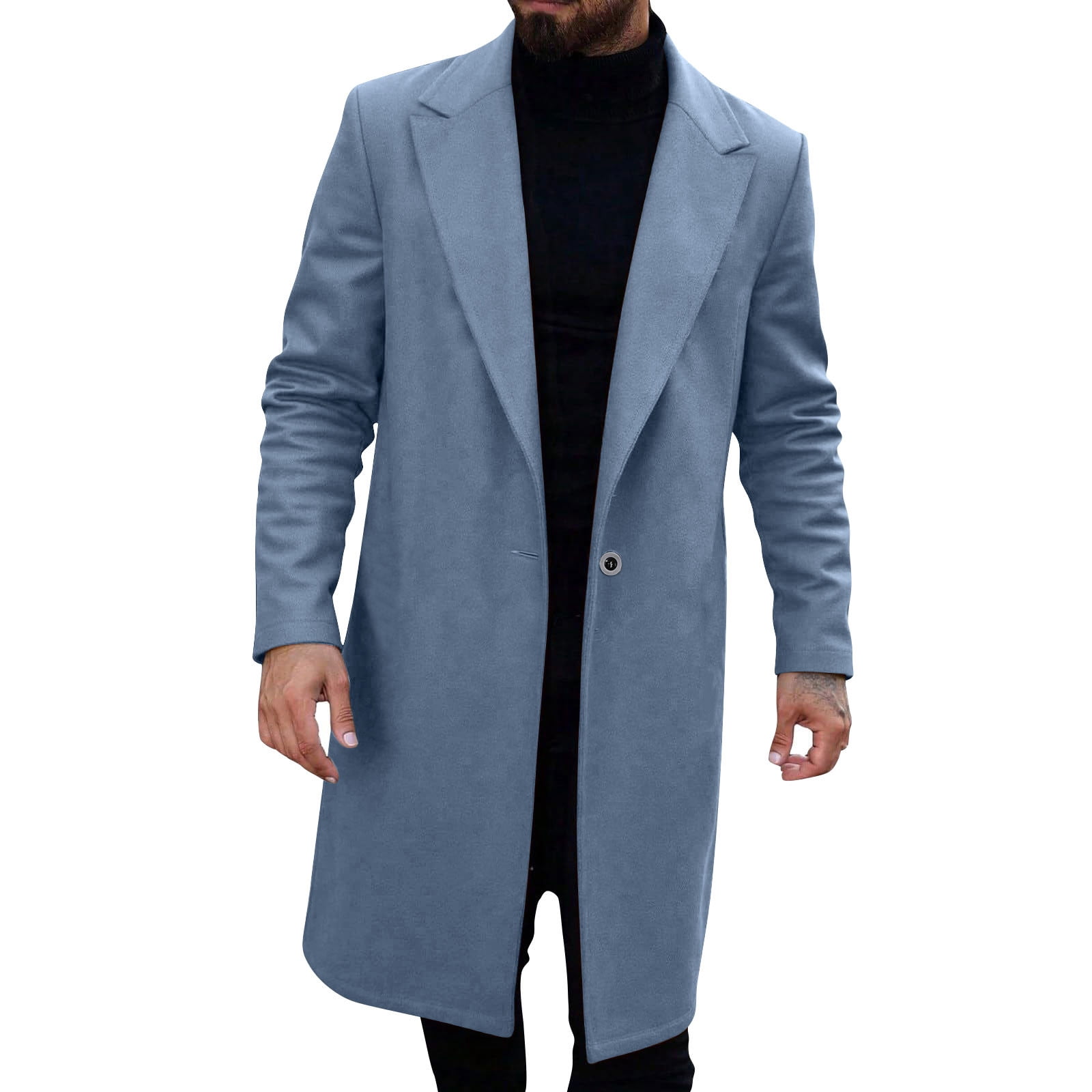 ETHOSENS NO COLLAR POCKET COAT 定価93,500円 zfhfof Men's Casual Trench Coat Slim Fit Notched Collar Long