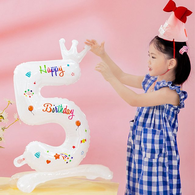 VONKY White Standing Digital Balloons - Stunning Decorations For Childrens Birthday Number 0 5Set