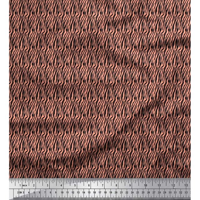 Soimoi Orange Poly Georgette Fabric Wild Animal Skin Small Print Fabric by Yard 52 Inch Wide