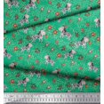thumbnail image 3 of Soimoi Green Polyester Crepe Fabric Leaves,Floral & Animal Cartoon Print Sewing Fabric BTY 52 Inch Wide, 3 of 3