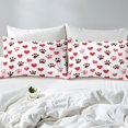 thumbnail image 4 of Ensemble de Draps Empreintes Rouges Grand Lit Empreinte de Patte de Chien, Love Heart Puppy Draps pour Enfants Garçons Filles Ados Dessin Animé Animal de Compagnie Drap Plat Drap-Housse, 4 of 6