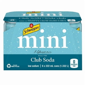 Schweppes Club Soda 6 x 222mL, Mini les boîtes de conserve, 6x222mL