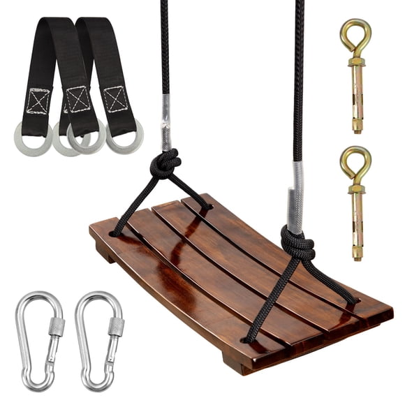 PELLOR Anticorrosive Wood Swing, Waterproof Wood Tree Swing Seat Indoor Outdoor Rope Wooden Swing Set for Children Adult Kids 17.7x7.9x0.6 inch