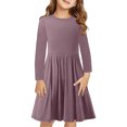 thumbnail image 1 of Rbaofujie Robe à Manches Longues pour Filles, Robes Décontractées pour Enfants, Robe Patineuse Évasée pour l'École et les Fêtes, 4-13 Ans, 1 of 9
