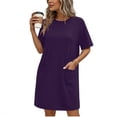 thumbnail image 2 of Sentmoon Plus Size Dresses for Curvy Women with Pockets Crew Neck Solid Color Dress Short Sleeve Regular Fit Summer Beach Essentials for Family Maxi Dresses for Women 2026, 2 of 7