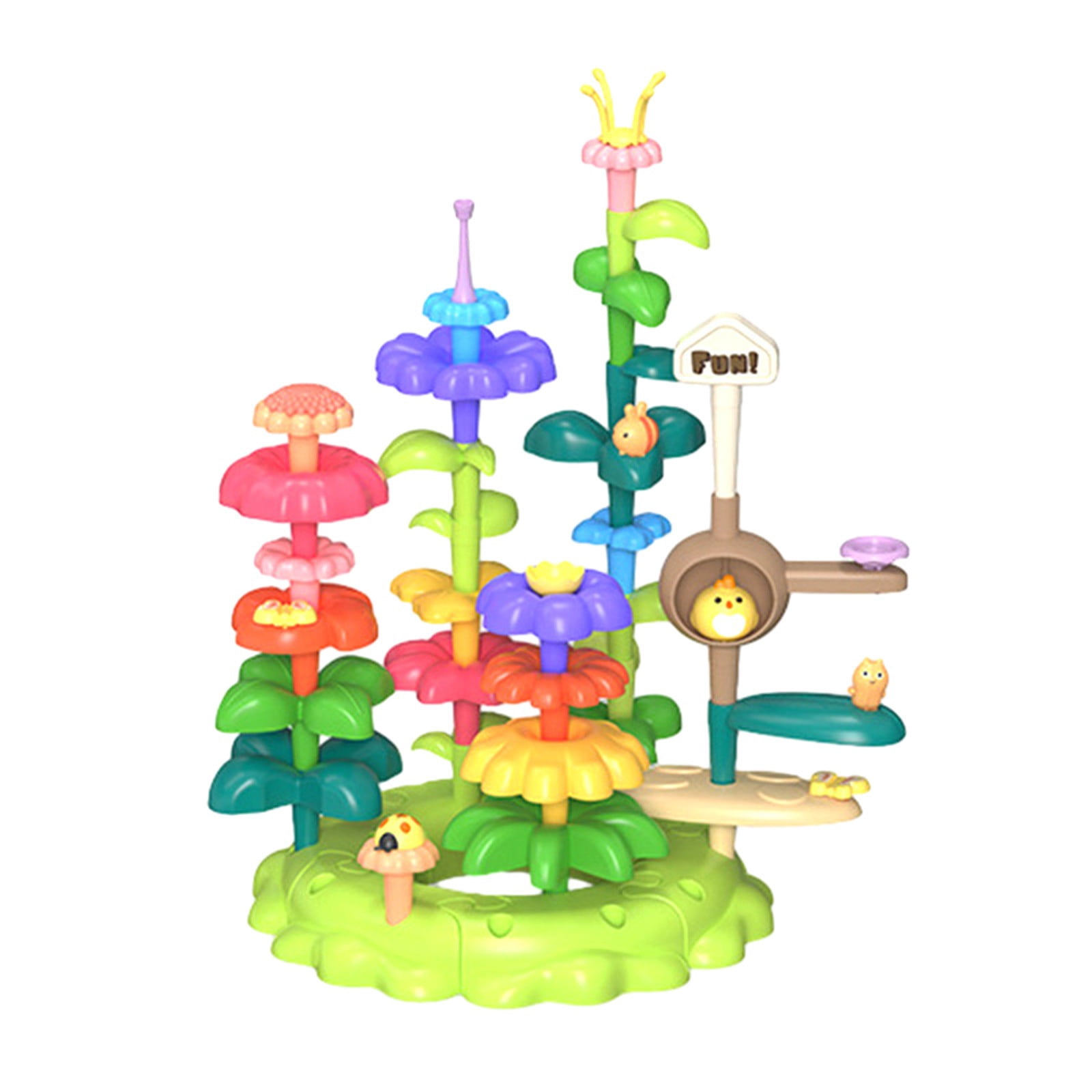 Childrens Garden Building Blocks Set With 51 Plastic Pieces Multicolor For Plug And Play Puzzle Fun Size 12.4 X 2.8 X 9.4 Inches Flower Toy For Creative Play Age 3 Plus