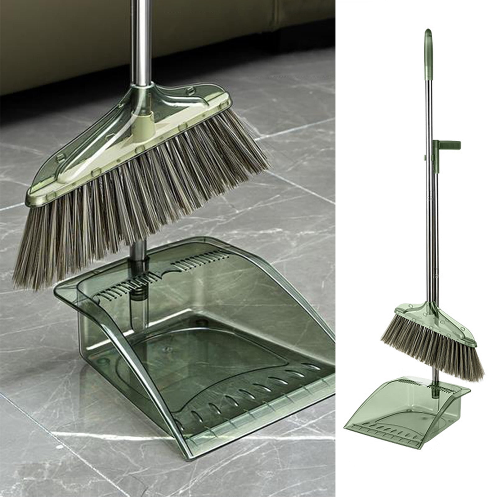 Amzcrzy Home and Kitchen, Cleaning Supplies, Sweeping, Dustpan Set Transparent Soft Bristle Whisk-room Dustpan Combo Set Suitable For Indoor And Outdoor broom dustpan