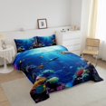 thumbnail image 3 of Erosebridal Ensembles de Couette Océan Poissons Requins Format Simple, Couettes et Duvets Animaux Marins, Bleu, Réversible 2 Pcs, 3 of 7