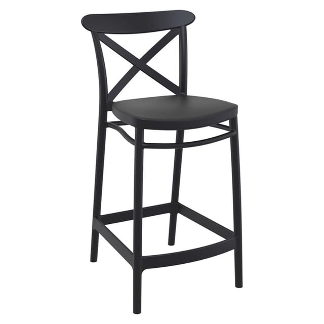 Compamia Cross Contemporary Resin Indoor Outdoor Counter Stool - Set of 1, Black
