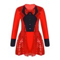 thumbnail image 1 of RUNQHUI Robe de Danse Ballet pour Filles Manches Longues Latin Samba Justaucorps Paillettes Patinage à Roulettes Rouge 10, 1 of 7