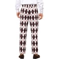 thumbnail image 3 of INSPIRE CHIC Men's Pant Diamond Plaid Pattern Regular Fit Color Block Suit Trousers 34 Black White, 3 of 6