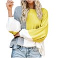 thumbnail image 1 of Pisexur Chandails pour Femmes Tendance Manches Longues Col Rond Chandails Décontractés Patchwork Colorblock Chandails d'Automne Blouse Hauts Pull Ample Surdimensionné Chandails pour Femmes, 1 of 3