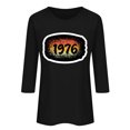 thumbnail image 3 of Uootdi Hauts pour Femmes Manches 3/4 Col Ras du Cou 1976 Imprimé Arc-en-Ciel Rétro Coupe Décontractée T-Shirts Nostalgiques pour Escapade d'Été Cadeau, 3 of 4