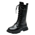 thumbnail image 4 of Wdgfv Bottes de Combat Mi-Mollet à Lacets pour Filles, Mode, Bout Rond, Fermeture Éclair Latérale, Semelle Crantée, Style Punk Goth, pour Tout-Petit, Petite Enfant, Grande Enfant, Noir, 7-8 Ans, 4 of 8