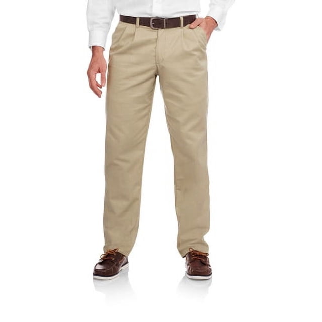JUNWELL Men‘s and Big Men‘s Wrinkle Resistant Pleated Twill Pants