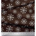 thumbnail image 3 of Soimoi Brown Rayon Fabric Snow Flakes Floral Printed Fabric 1 Yard 56 Inch Wide, 3 of 5